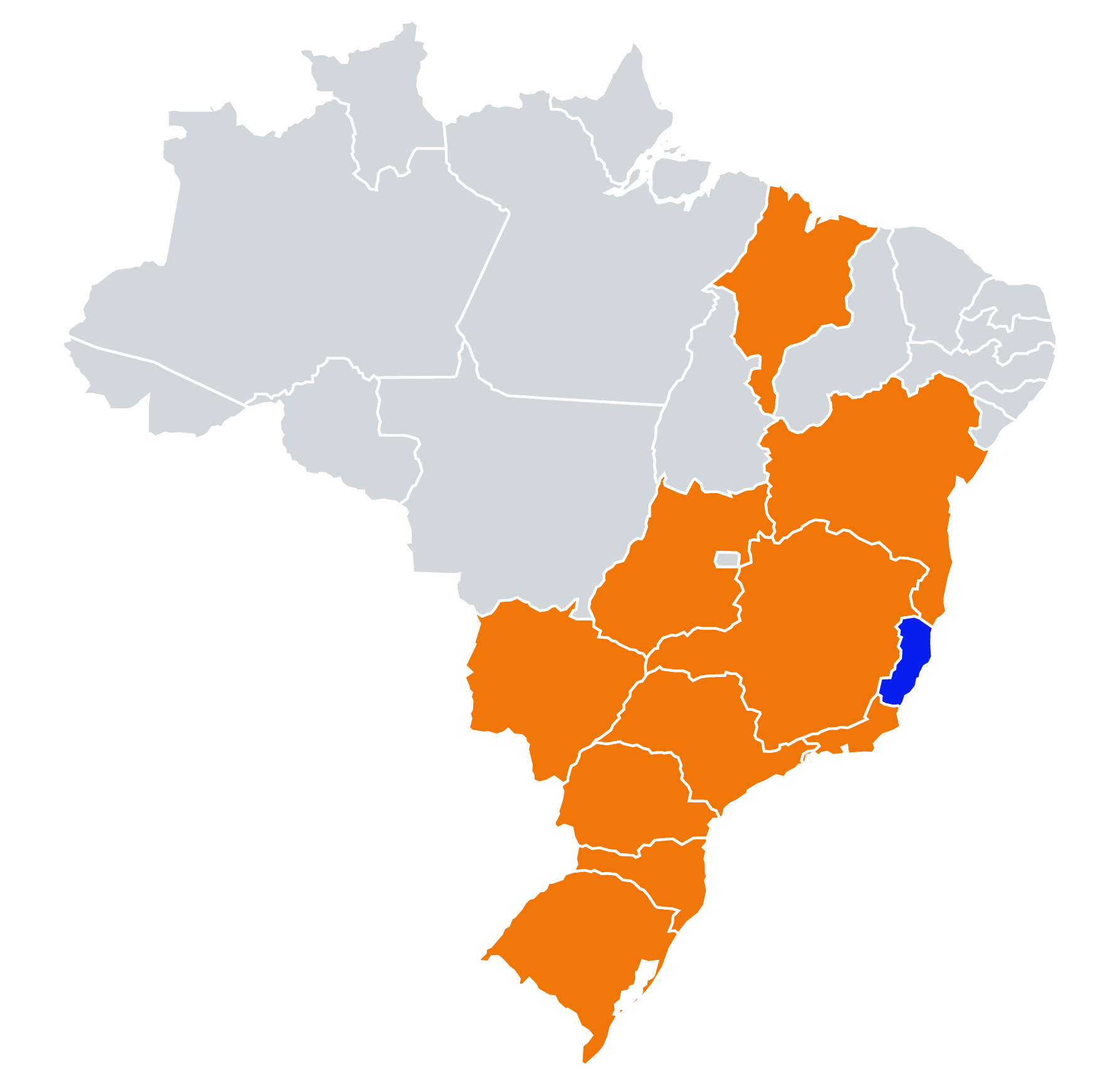 Mapa de atuação da Elettra no Brasil
